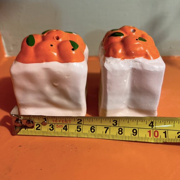 Bag of Oranges Salt & Pepper Shakers | Vintage Fruit Kitchen Decor - Picture 7 of 8